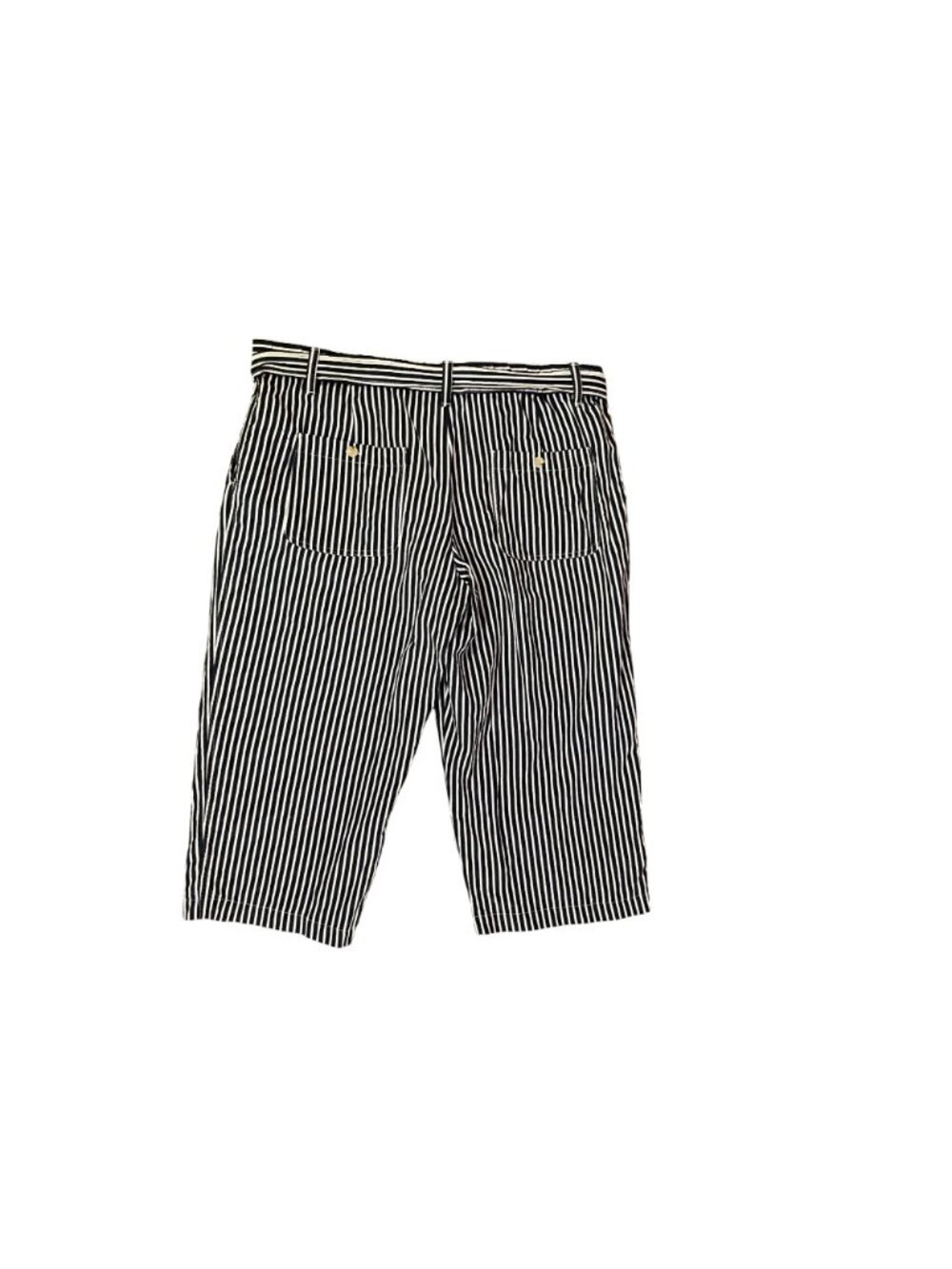Liz Claiborne Cropped Pants Womens XL Navy White Stripe Linen Used - Picture 5 of 14